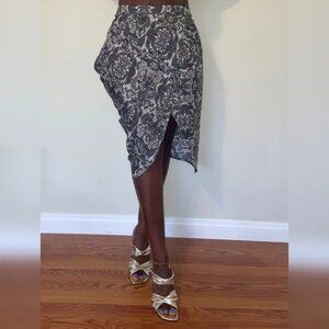 EUC Vintage Tildon Matte Satin, Asymmetrical Tulip Wrap Midi Skirt